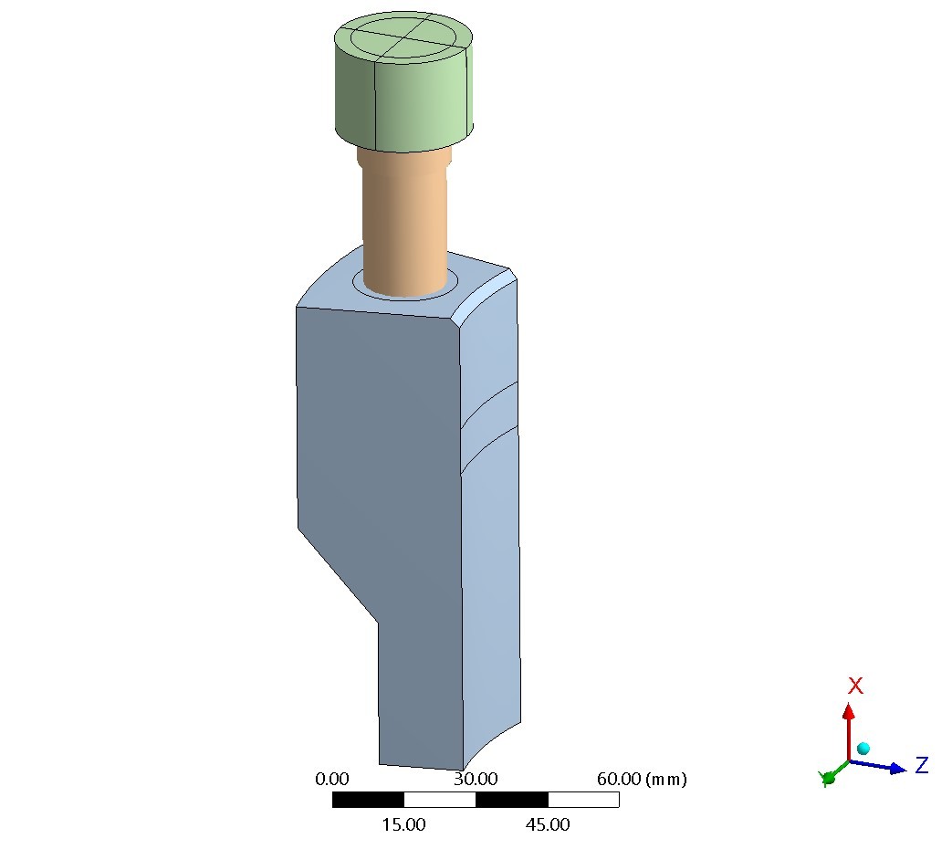 FE-Modell - in Ansys modellierte Geometrie entsprechend VDI 2230 - Beispiel 5 - Ansicht 2