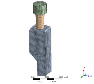 FE-Modell - in Ansys modellierte und vernetzte Geometrie entsprechend VDI 2230 - Beispiel 5 - Ansicht 2