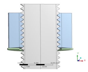 Hydraulisches torsions- und reibungsfreies Anziehverfahren - FE-Modell - Modellierung der Schraube mit Gewinde und kegelförmig ausgeformter Mutter