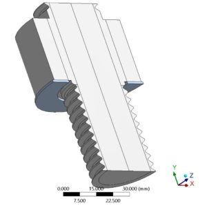 Hydraulisches torsions- und reibungsfreies Anziehverfahren - FE-Modell - Modellierung der Schraube ohne Gewinde und mit gerader Mutter